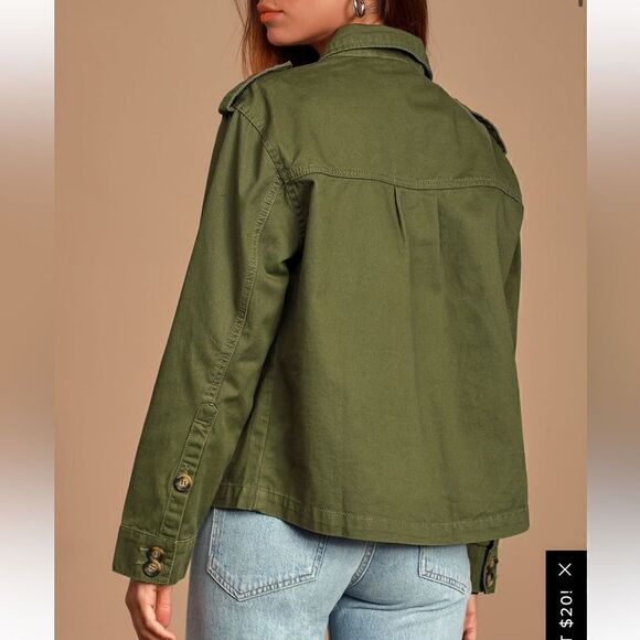 Lulus Ready For Action Olive Green Cropped Utility Jacket - Picture 4 of 11